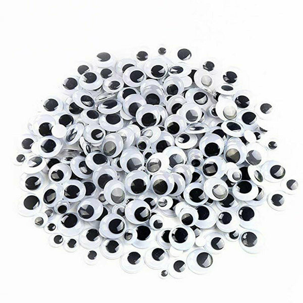 700x Google Googly Eyes Joggle Moveable Black Eye Wiggly Craft Stick On Adhesive - Lets Party