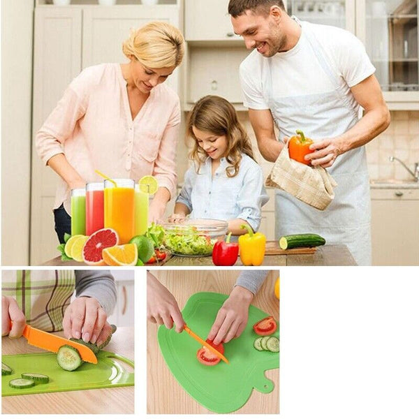 3 Pcs Kids Kitchen Knife Plastic Fruit Safe Toy Knives Bread Lettuce Salad - Lets Party