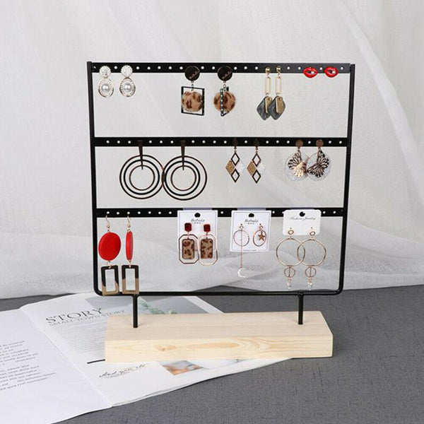 Wooden Earring Display Stand Holder Jewelry Necklace Rack Organizer - Lets Party