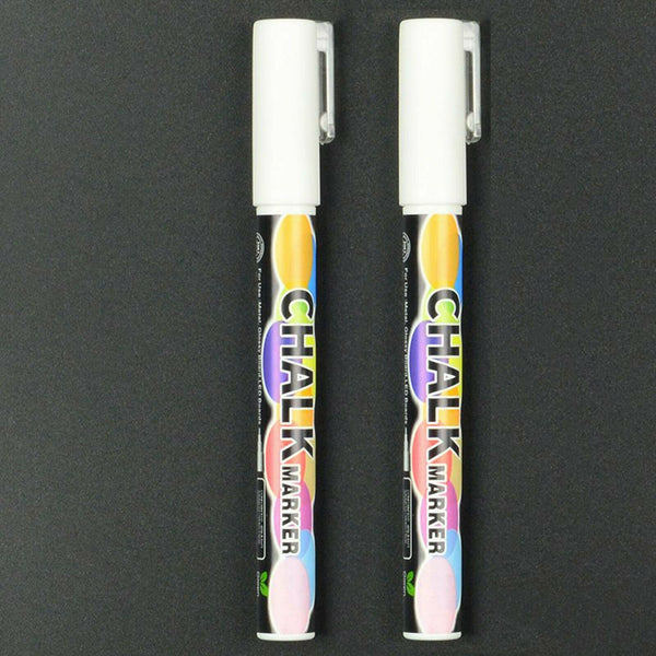 2X3mm Liquid Chalk Marker Pens Dual Nib White LED Writing Board Glass Pen Window - Lets Party