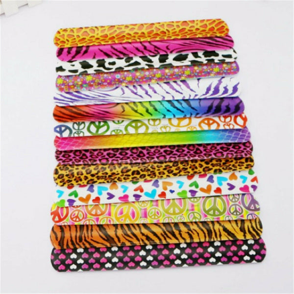 30PCS Mixed Wrist Snap Slap Bands Kids Party Favor Novelty Toys Play band NEW  - Lets Party