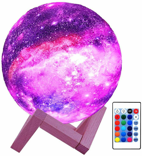 3D Moon Lamp Kids Night Light Galaxy Lamp 16 Colors LED Light Remote Control - Lets Party