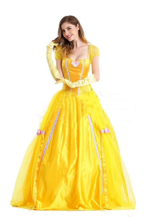 Ladies Disney Princess Belle Sleeping Beauty and the Beast Fancy Dress Costume - Lets Party