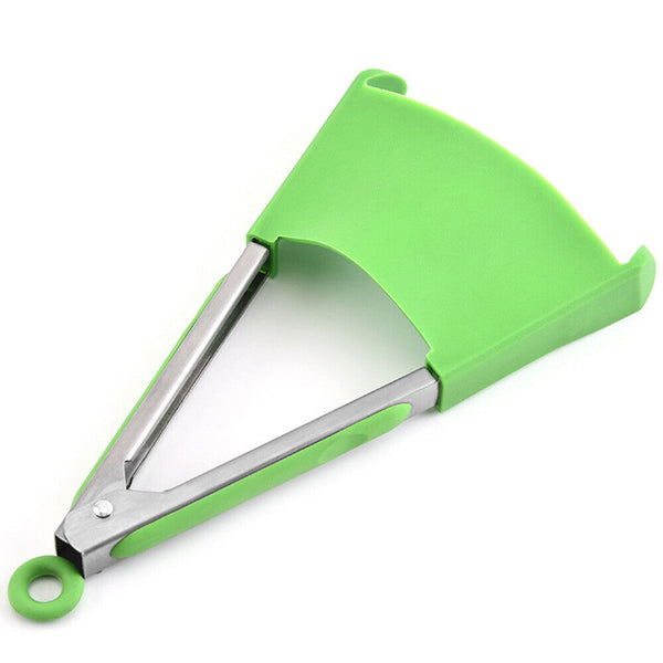 Green BBQ Silicone Cooking Tongs Heat Spatula Stainless Steel Resistant Frame Gadget - Lets Party