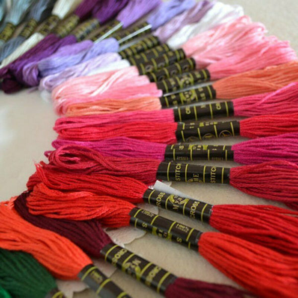 50 Colourful Egyptian Cross Stitch Cotton Sewing Skeins Embroidery Thread Floss - Lets Party