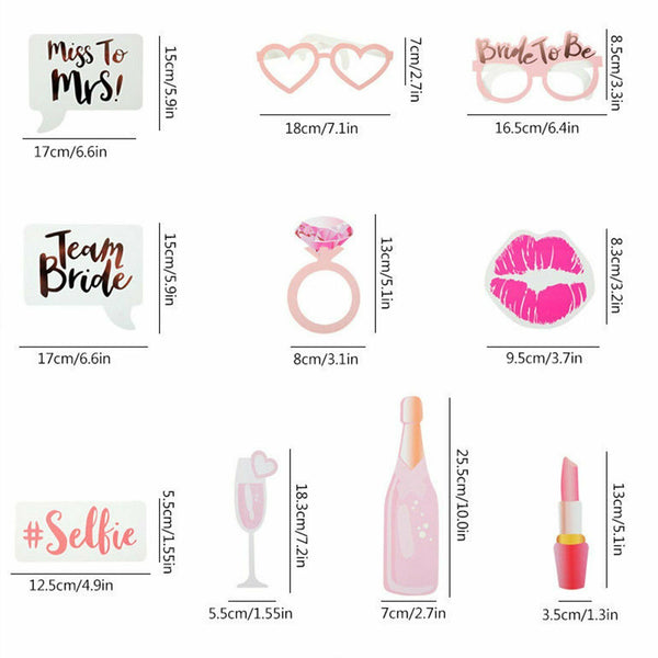 10x Rose Rold Bride To Be Photo Booth Prop Hens Bridal Party Bachelorette Selfie - Lets Party