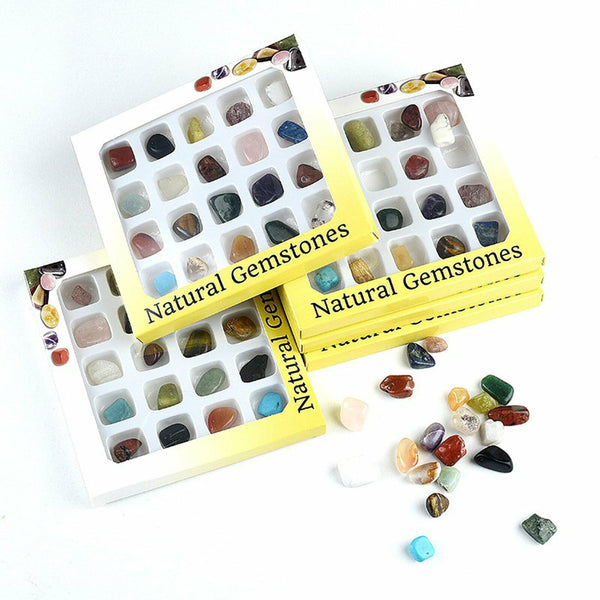 20x Crystal Gemstone Polished Healing Chakra Stone Collection Display Set AU