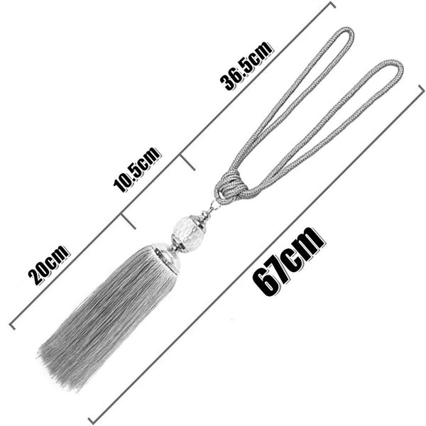 1Pair Of Curtain Holdbacks Rope Tie Backs Tassel Tieback Crystal Pearl Ball Home