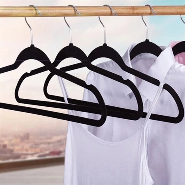 Up 100X Non-Slip Velvet Coat Hangers Space Saving Clothing Hook Rack Shirt Bulk