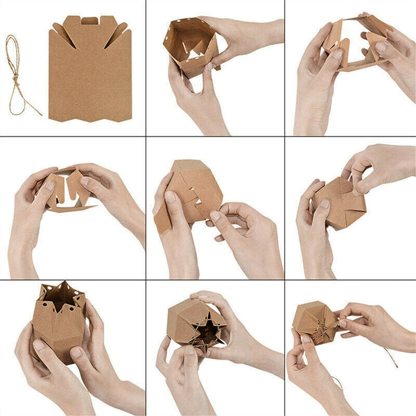 50Pcs Xmas Candy Gift Box Bag Pillow Favor Kraft Paper Gift Favour Wedding Party