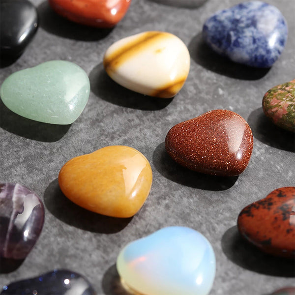 Heart Shape Crystal Gemstones Pendant Natural Quartz Chakra Healing Stone