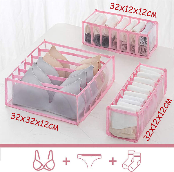 Foldable Drawer Organiser Divider Bra Sock Underwear Storage Closet Wardrobe Box