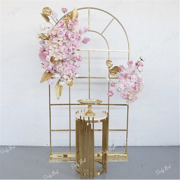 2m Glossy Gold Arch Backdrop Flower Stand Frame Wall Wedding Party Props Event A