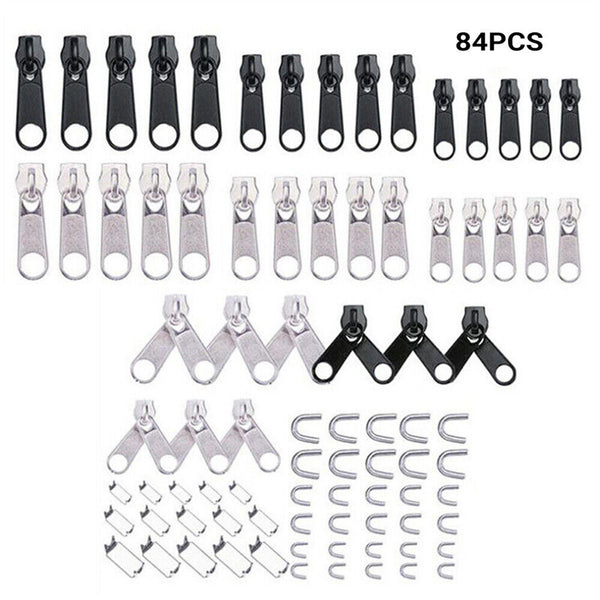 84PCS Zipper Replacement Head Zipper Repair Kit  Fix Zip Slider NEW