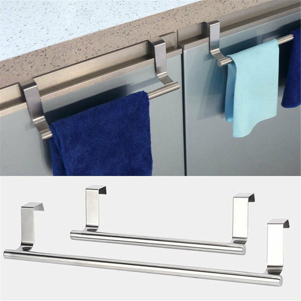 Over Door Tea Towel Holder Rack Kitchen Bathroom Rail Cupboard Hanger Bar Hook A