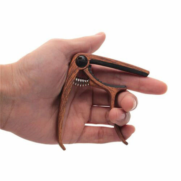 Alloy Quick Change Grain Clamp Key Capo Wood For Acoustic Electric Guitar Bass A