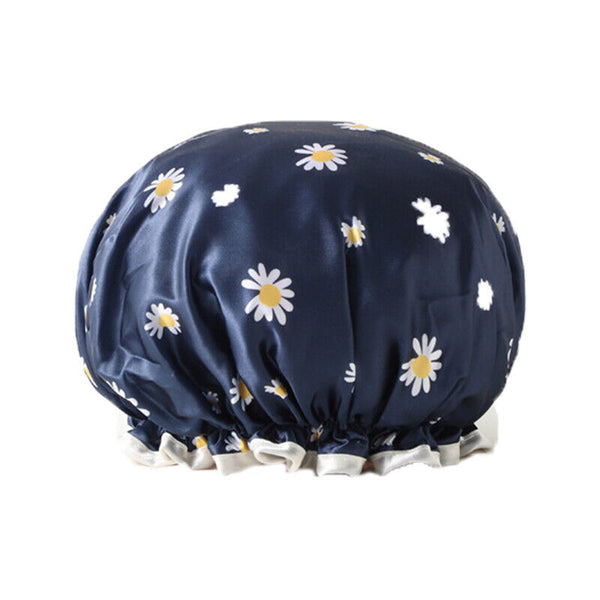 Double Layer Lux Shower Cap Bath Hat Hair Care Women Sleep Waterproof Reusable