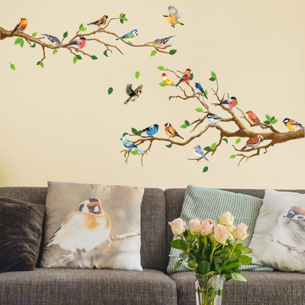 8pcs 130cm Removable Wall Stickers Birds on Tree Branch Wall Decor Decal Home