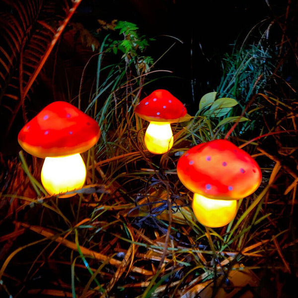 Solar Mushroom Fairy String Light LED Outdoor Garden Ornament Statues Yard Decor