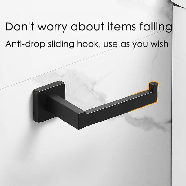 Matt Black Toilet Paper Roll Holder Hand Rack Hook Stainless Steel WALL MOUNTED