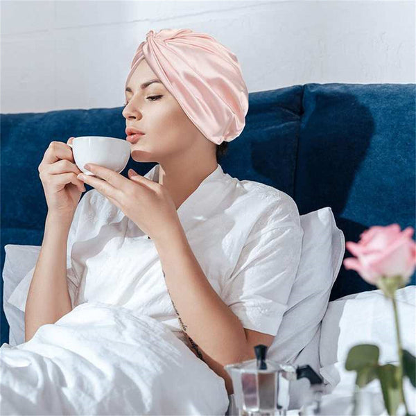 Soft Silk Night Cap Care Bonnet Double-layer Sleeping Cap Hair Styling AU