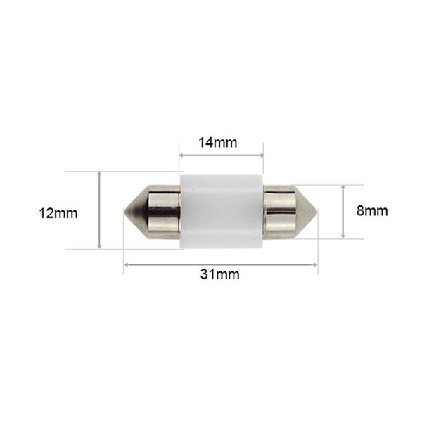 2X LED 12V 31MM FESTOON CAR 4WD INTERIOR LIGHT BULB WHITE 2SMD AUTO DOME GLOBE