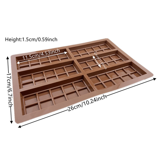 2PCS Chocolate Mould Bar Break Apart Choc Block Ice Tray Silicone Cake Bake Mold