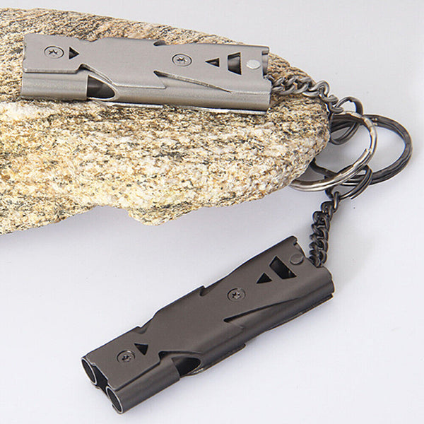 Double Tube Survival Emergency SOS Stainless Steel Outdoor Whistle Lifesaving