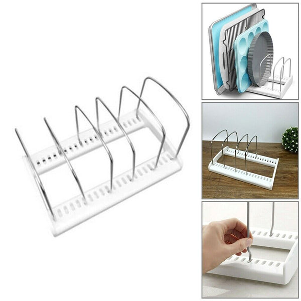 Adjustable Kitchen Bakeware Organiser Rack Baking Tray Cutting Board Lid Storage