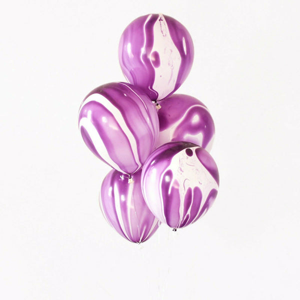 Latex Purple White Marble Balloons 30cm Helium Birthday Party Wedding Balloon - Lets Party
