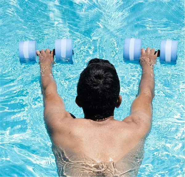 1x  Yellow Water Dumbbells Aquatic Exercise Dumb bells Water Aerobics Workouts Barbells - Lets Party