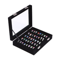 Velvet Ring Earring Jewelry Display Organizer Box Tray Holder Storage Case