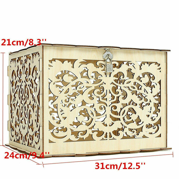 Au Wishing Well Card Box Decorative Wood Carved Wedding Engagement Party Rustic