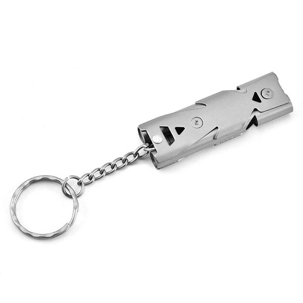 Double Tube Survival Emergency SOS Stainless Steel Outdoor Whistle Lifesaving