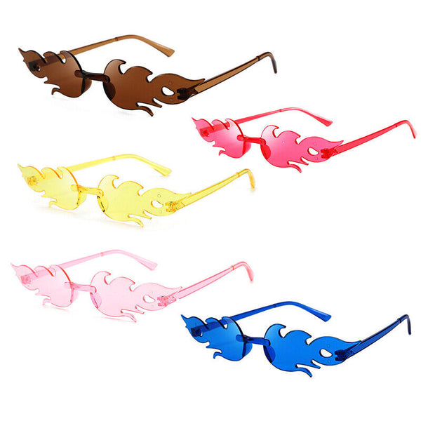 Sunglasses Eyewear Wave Sun Glasses Fire Flame Rimless Fashion Sunglasses