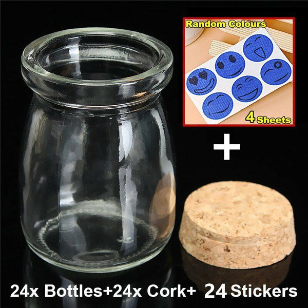 ❤️100ml GLASS BOTTLES CORK LID 100mL Wedding Party Favours Gift Spice Lolly Jars