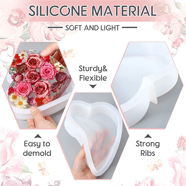 Large Crystal Epoxy Resin Mold Geometry Cube Specimen Love Heart Round Mould DIY