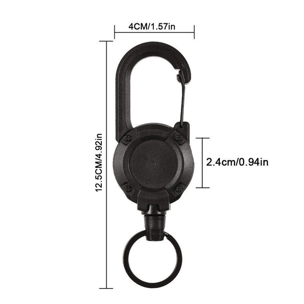 Heavy Duty Retractable Carabiner Key Chain Badge Holder With Steel Cord keychain
