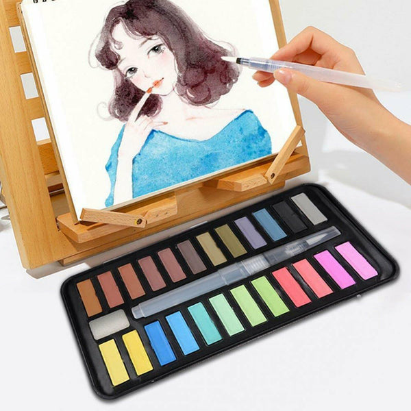 24 Watercolour Paint Set With Brush Painting Water Colour Art Artist Kits