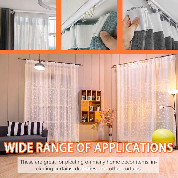 6M Curtain Heading Pleat Tape 4 Prongs Curtain Pleat Hook Clip Curtain Eyelet AU