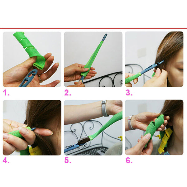 18pcs No Heat Leverage Curlers Formers Spiral Styling Rollers Magic Hair Curler