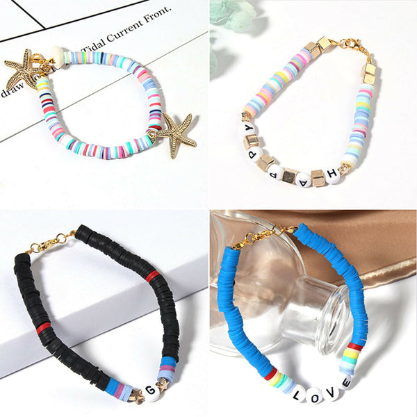 3928X Flat Polymer Clay Beads Spacer for DIY Bracelets Jewelry Making Plastic AU