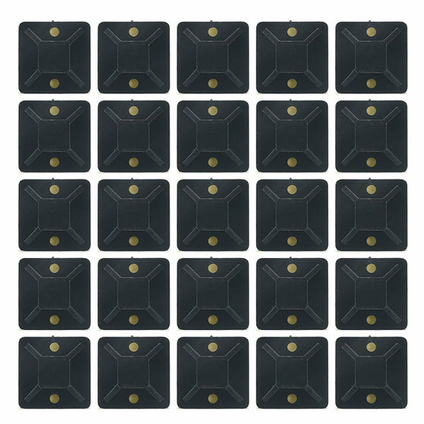 UP 200PCS Self Adhesive Cable Wire Zip Tie Mounts Base Clamps Clip Black 20*20MM