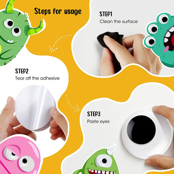 8PCS 76mm Huge Joggle Moveable Black Eye Wiggly Googly Eyes Craft Stick On DIY