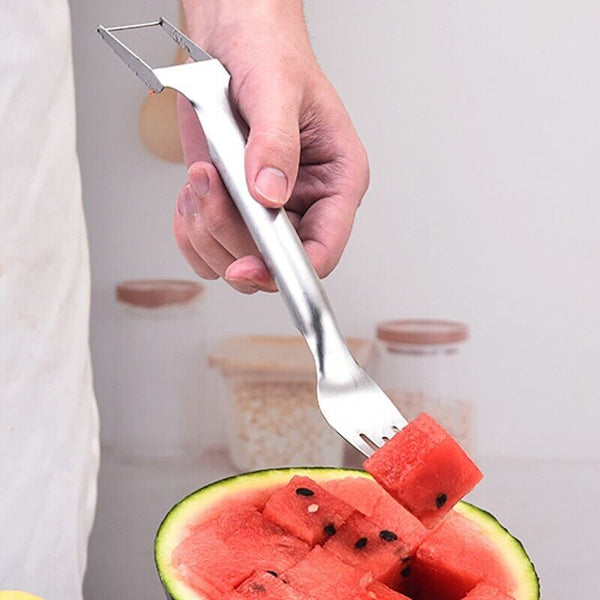 Multifunctional Watermelon Fork Slicer Cutter Stainless Steel Fruit Fork Tools