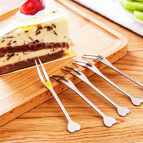 10PCS Appetizer Dessert Forks Stainless Steel Mini Salad Fruit Cake Cocktail - Lets Party