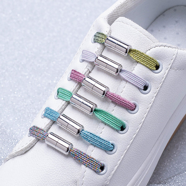 No Tie Floral Locked Elastic Shoelace Shoe Lace Lazy Laces Sneakers Sports Kids Adults - Lets Party