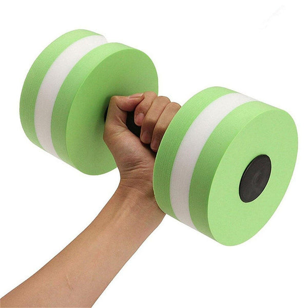 2x Green Water Dumbbells Aquatic Exercise Dumb bells Water Aerobics Workouts Barbells - Lets Party