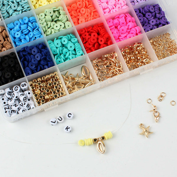 3928X Flat Polymer Clay Beads Spacer for DIY Bracelets Jewelry Making Plastic AU