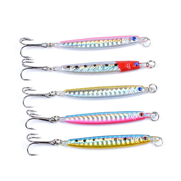 5Pcs Fishing Lure Metal Slice Spoon Spinner Slugs Tackle Mackerel Tailor Lures A